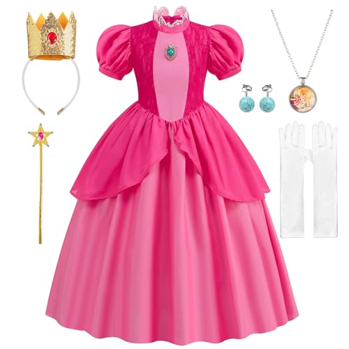 NuGeriAZ Peach Kostüm Kinder Peach Kostüm Mädchen Peach Kleid Mädchen Peach Kostüm Prinzessin Peach Kostüm Kinder von NuGeriAZ