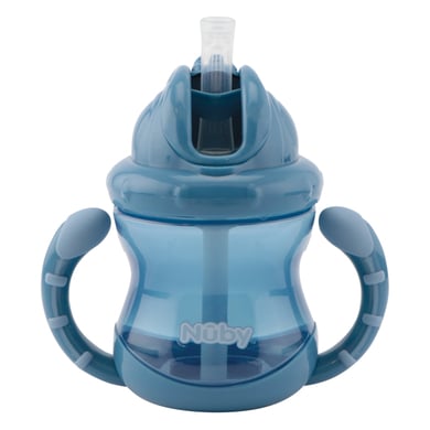 Nûby Trinkhalmtasse mit Handgriffen No-Spill Flip-It 240ml ab 12 Monaten in blau von Nûby