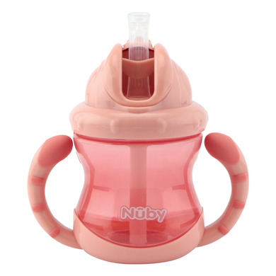 Nûby Trinkhalmtasse mit Handgriffen No-Spill Flip-It 240ml ab 12 Monaten in pink von Nûby