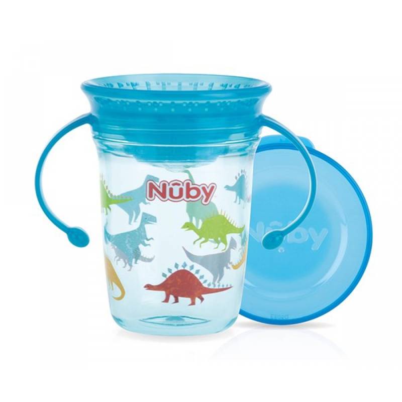 Tazza in Tritan 360° Wonder Cup con manici - Aqua - 240ml - 6m+ von Nuby