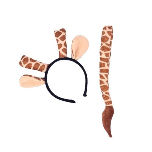 Nucelit Zebras/Giraffe/Leopard/Kuh-Kostüm-Set, Ohren, Stirnband mit Schwanz, für Kinder, Erwachsene, Halloween, Weihnachten, Cosplay, Requisiten von Nucelit