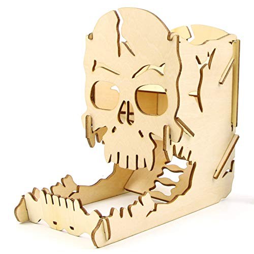 Nudeg Skull Dice Tower HolzschäDel Carving Dice Easy Roller Box für -Brettspiele von Nudeg