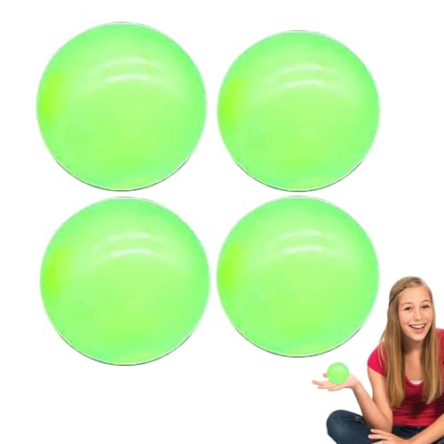 4 Stück Leuchtende Klebrige Bälle, Im Dunkeln Leuchtende Klebebälle, Sticky Glow Stressball Fidget Toys Wall Ball, stressabbau und schrecklichem Stress von Nudorpn