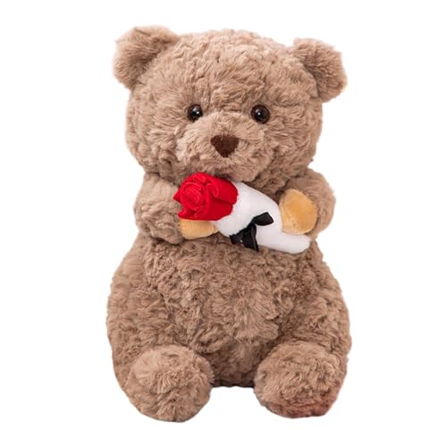 Nudorpn Bär Plüschtier Mit Rose, Süßes Stofftier Spielzeug Plüschpuppe Stofftier Plüschtier Schmusetier Geschenke Für Mama Kinder Mädchen Geburtstag Valentinstag von Nudorpn