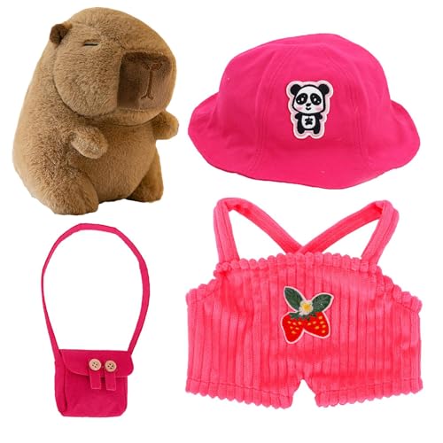 Nudorpn Capybara Plüsch Plüschtier Capybara Kuscheltier, Dress Up Capybara Plushies Puppe, Stofftier Wohndekoration Mit Kleidung Und Accessoires von Nudorpn