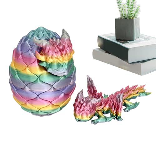 Nudorpn Drachenei mit Drache, 3D-Gedruckter Drache im Ei, dekorative Ostereierfüller, Kreative bewegliche Drache-Zappelspielzeuge für Erwachsene und Kinder, Chefschreibtischspielzeug, Raumdekoration von Nudorpn