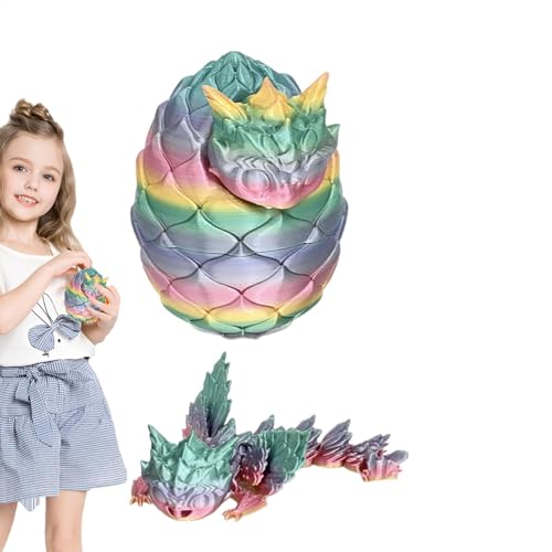 Nudorpn Drachenei mit Drache, 3D-Gedruckter Drache im Ei, dekorative Ostereierfüller, Kreative bewegliche Drache-Zappelspielzeuge für Erwachsene und Kinder, Chefschreibtischspielzeug, Raumdekoration von Nudorpn