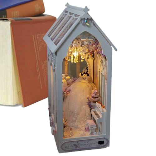 Nudorpn Nook-Buch, Nook Decor – Bausatz für Hausmodell, Tiny House Book Nook Modell mit LED-Licht, Puzzle aus Holz, 3D-Zange, für das Wohnzimmer Nudorpn Nook-Buch, Nook Decor – Bausatz für Hausmodell, Tiny House Book Nook Modell mit LED-Licht, Puzzle aus Holz, 3D-Zange, für das Wohnzimmer von Nudorpn