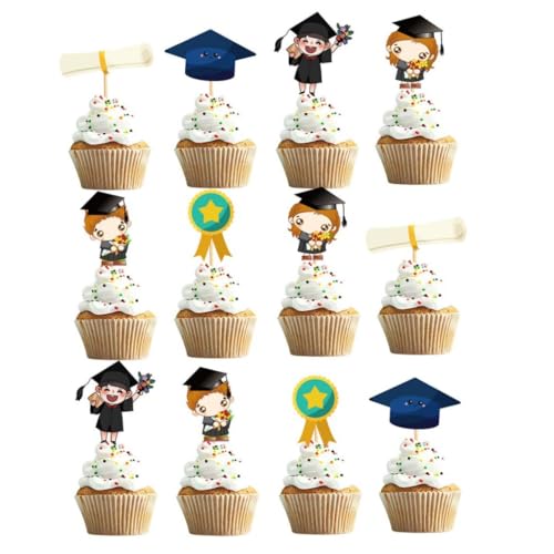 2023 Abschluss Cupcake Toppers Klasse von 2023 Cake Picks Abschlussfeier Dekorationen 12PCS Style 2 Kuchen -Topper für die Abschlussfeier von Nuelreva