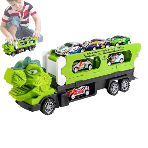 Dinosaurier-Autotransporter, Faltbarer, Verschiebbarer Dinosaurier-LKW, Tiertransportfahrzeuge Mit 6 Autos, Bezauberndes Dinosaurier-Spielzeug, Lustiges Und Interaktives Transportspielzeug, Tragbares von Nuhjytgf