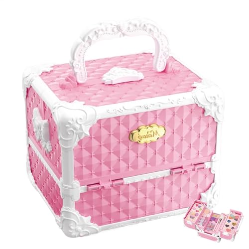 Dress-up-Spielzeugkit, Kinder Tun So, Als Würde Man Kosmetik Spielen, Little Girls Toy Make-up, Einschließlich Aufbewahrungskoffer, Reisemobilität, 20 cm, 19 cm, Für Mädchen Echte Prinzessin von Nuhjytgf