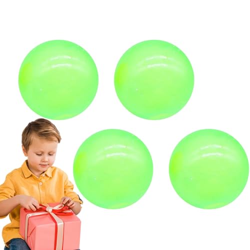 Glowing The Dark Sticky Balls | 4-Pack Fluorescent Sticky Wall | Sticky Glow Balls | Bouncing Sticky Toys | Glow-up Sticky Wall & Ceiling Drop Balls | Interactive Sticky Toy Balls for Fun Indoor Play von Nuhjytgf