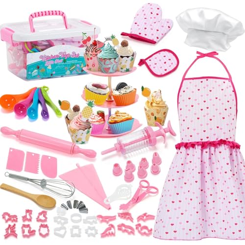 Kids Cooking Baking Set | Children's Baking Set | Pretend Cooking Baking Set | Interactive Cooking Baking Set | 64pcs Apron Chef Hat Kids Chef Role Play Costume | Portable Cooking Baking Set for Kids von Nuhjytgf