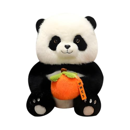 Nuhjytgf Panda Plush Toy, Soft Animal Plush Doll, Cuddly Zoo Plushies, Adorable Comforting Toy Holding Persimmon, Compact Panda Plushie, Portable Cute Plush Panda Animal for Kids & Adult von Nuhjytgf