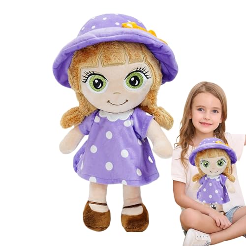 Nuhjytgf Soft Girl Plush Doll, Cuddly Toy with Hat and Dotted Dress, Interactive Rag Doll Plushie, Compact Cozy Plush Toy, Cute Cartoon Sleep Buddy, Adorable Girl Plush Doll for Girls von Nuhjytgf