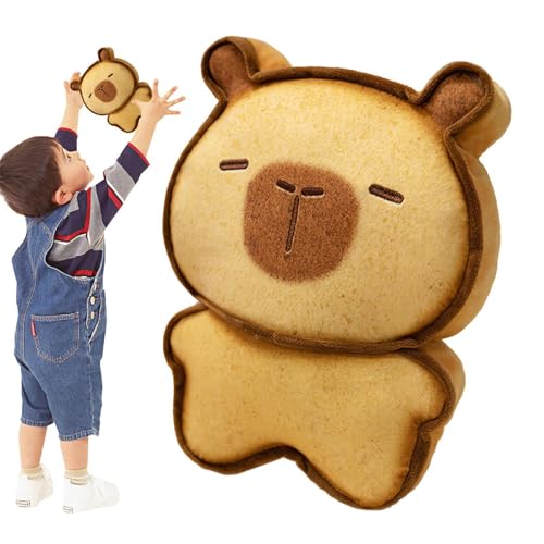 Nuhjytgf Toast gefüllte Tier, niedlicher Toast Plüsch,Lustiger Cartoon Toast Kätzchen Capybara Plüschpuppe | Weich gefüllte Cartoon Doll Rucksackbeutel Anhänger Zimmer Kissen von Nuhjytgf