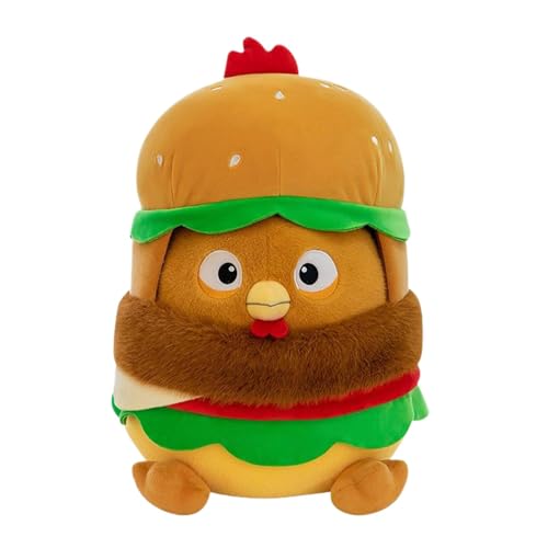 Plüsch-Hähnchen, Burger-Hähnchen-Plüschpuppe, Stofftier Mit Cartoon-Tiermotiv, Kuscheliges Weiches Material, Breites Anwendungsspektrum, 35 Cm Für Schlafzimmer, Kinderzimmer-Arbeitszimmer-Dekoration von Nuhjytgf