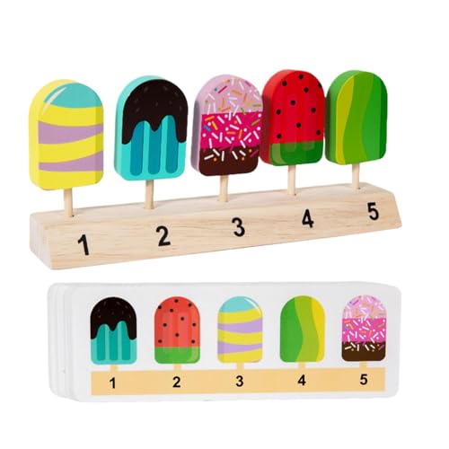 Pretend Play Ice Cream Popsicle Toy, Wooden Popsicle Puzzle Toy, Finely Polished Matching Toy, Interactive Ice Cream Pretend Play Toy, Portable Ice Cream Pretend Play Toy For Birthday & Children’s Day von Nuhjytgf