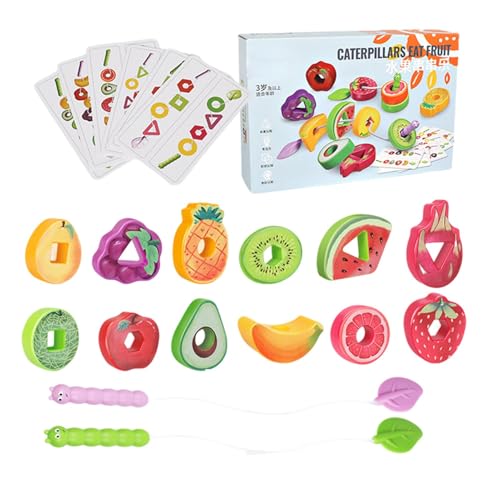 Threading String Toy | Interactive Threading Toys | Fruit Theme Wood Block Threading Game | Compact Threading String Toys | Shape Matching Classification Game | Portable Threading Toys For Kids von Nuhjytgf