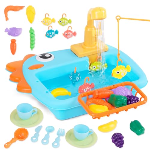 2 in 1 Küchenspüle Spielzeug Set, Kinder Waschbecken mit Wasserfunktion, Schwimmendes Angelspielzeug für das Wasserspiel, Spielküche Zubehör, Kinderspielzeug Rollenspiel für Kinder ab 3 Jahre 2 in 1 Küchenspüle Spielzeug Set, Kinder Waschbecken mit Wasserfunktion, Schwimmendes Angelspielzeug für das Wasserspiel, Spielküche Zubehör, Kinderspielzeug Rollenspiel für Kinder ab 3 Jahre von Nukdey