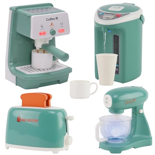 Küchengeräte Spielzeug Set,Spielküche Zubehör, Kinderküche Geschirr, Kinder Kaffeemaschine Wasserspender Mixer Toaster mit Geräusch und Licht, Küche Rollenspiel Set für Mädchen Jungen ab 3 Jahren von Nukdey