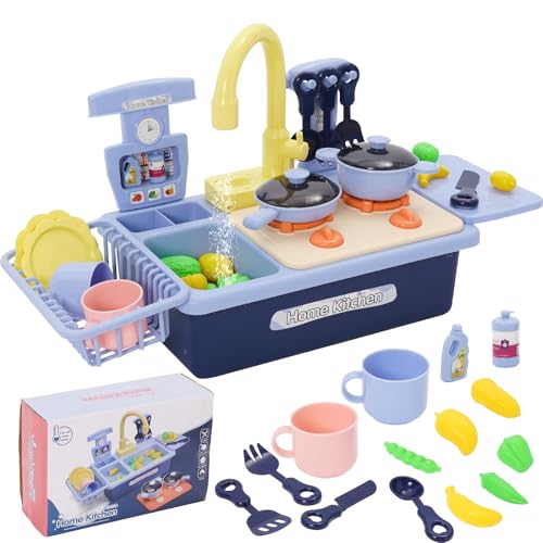 Küchenspüle Spielzeug Set mit Wasserfunktion, Waschbecken Kinder mit Elektrischem Wasserhahn, Geschirr Set, Matschküche Spielküchezubehör, Rollenspiel Geschenk für Jungen und Mädchen ab 3 Jahre Küchenspüle Spielzeug Set mit Wasserfunktion, Waschbecken Kinder mit Elektrischem Wasserhahn, Geschirr Set, Matschküche Spielküchezubehör, Rollenspiel Geschenk für Jungen und Mädchen ab 3 Jahre von Nukdey