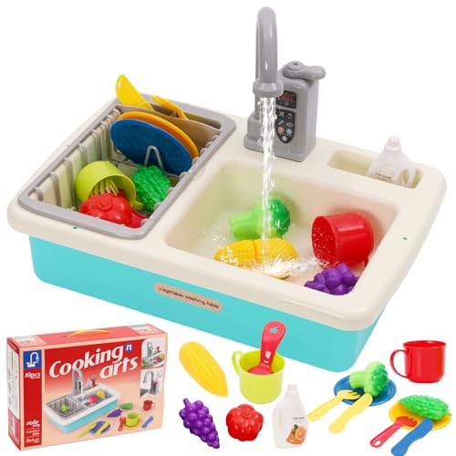 Küchenspüle Spielzeug Set mit Wasserkreislauf, Spielspüle Kinder mit Fließendem Wasser, Matschküche Kinderküche Zubehör, Obst und Gemüse Spielzeug, Rollenspiel für Jungen und Mädchen ab 3 Jahre (Grün) Küchenspüle Spielzeug Set mit Wasserkreislauf, Spielspüle Kinder mit Fließendem Wasser, Matschküche Kinderküche Zubehör, Obst und Gemüse Spielzeug, Rollenspiel für Jungen und Mädchen ab 3 Jahre (Grün) von Nukdey