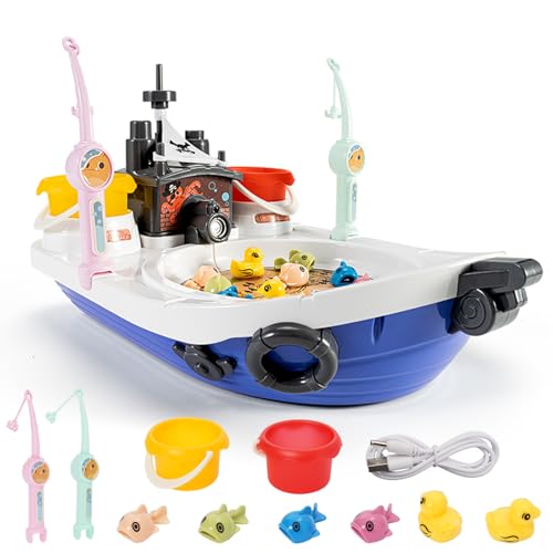 Angelspiel Fische Angeln Spiel Spielzeug mit 8 Fischen, 2 Enten und 2 Kinderangel, Spinnendes Angelspielzeug mit Sprühnebel-Effekt, Musik & Licht, Brettspiel Geschenk für Jungen und Mädchen ab 3 Jahre Angelspiel Fische Angeln Spiel Spielzeug mit 8 Fischen, 2 Enten und 2 Kinderangel, Spinnendes Angelspielzeug mit Sprühnebel-Effekt, Musik & Licht, Brettspiel Geschenk für Jungen und Mädchen ab 3 Jahre von Nukdey