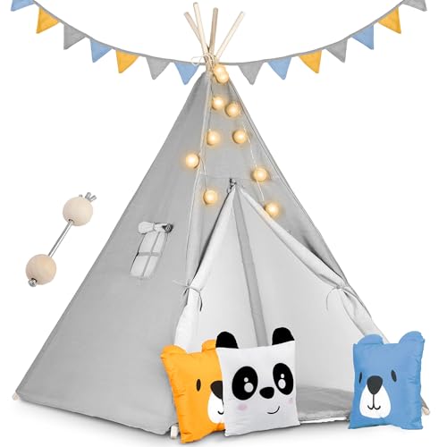 Kinderzelt Tipi Teepee Wigwam Nukido NK-400 mit Kissen Girlande und Stabilisator im Set von Nukido