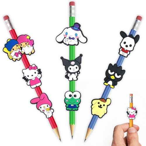 Nukuopa 9 x Cartoon-Bleistiftaufsätze, niedliche Bleistift-Clip-Dekoration für Schule, Klassenzimmer, Preisgeschenk (Tier) von Nukuopa