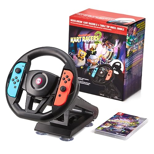 Nickelodeon Kart Racers 2 & Offizielles Numskull Joy-Con Lenkrad Deluxe Bundle - Offizielles Nintendo Switch Spiel mit Tisch-Lenkrad-Zubehör für die Switch-Konsole von Numskull