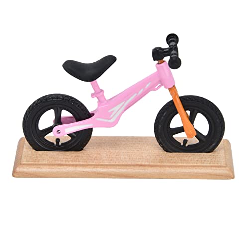 Nunafey Mini-Fahrradmodell, Verbundholz, schönes Puppenhaus-Mini-Fahrrad, feine Details zur Dekoration Rosa von Nunafey