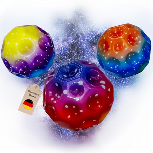 NUNUSH Moonball - Super Hoch Springender Jump Ball mit Knall - Sensorik Spielzeug für Kinder - Extra Hochwertige und robuste Spaceballs - Anti Stress und ADHS Spielzeug - 3X von Nunush