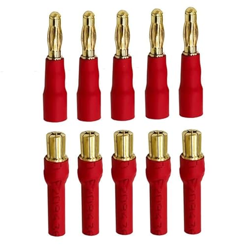 5 Paar 4 mm Rundstecker auf 6 mm Rundsteckverbinder, Bananen-Goldstecker, kein Draht, Adapter für RC Auto, Boot, FPV ESC Motor von Nuofany