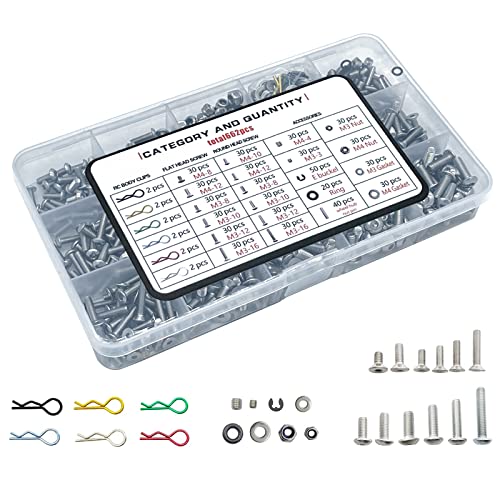 662-teilige Universal Fernbedienung Schraube Kit 304 Edelstahl Schraube Kombinationssatz, passend für Traxxas axial Redcat HPI Arrma SCX10 Losi 1/8 1/10 1/12 1/16 Skala Fernbedienung LKW Track von Nuofany