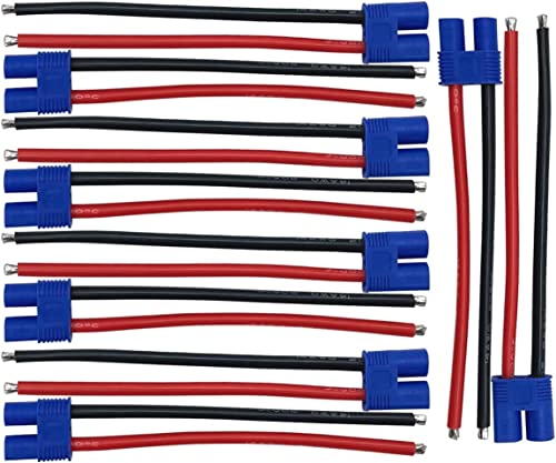 Nuofany 5 Paar EC3-Steckverbinder, weiblich und männlich, mit 14 AWG, 10 cm Silikondraht für RC-Lipo-Batteriekabel-Drohne von Nuofany