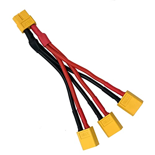 XT60 Parallel-Batteriestecker männlich/weiblich Kabelverlängerung Y Splitter 3-Wege 14AWG Silikondraht für RC Batteriemotor (1 Buchse auf 3 Stecker) von Nuofany