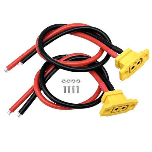 XT60E-F XT60EW-M Pigtail-Kabel XT60 Panel Mount Connector mit 30 cm 12 AWG Kabel für RC Drohne Flugzeuge FPV Racing Drohne (XT60E-F) von Nuofany