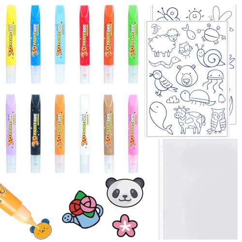 Nurila Window Color Set Kinder, Fensterfarben Kinder, Window Color 12 Pinselfarben und Zwei Pflanzen und Tiere Graffiti-Muster, eine A4-Backfolie, Fenstermalfarben für Glas, Spiegel, Fensterbilder Nurila Window Color Set Kinder, Fensterfarben Kinder, Window Color 12 Pinselfarben und Zwei Pflanzen und Tiere Graffiti-Muster, eine A4-Backfolie, Fenstermalfarben für Glas, Spiegel, Fensterbilder von Nurila