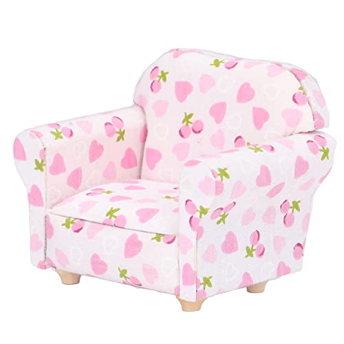 1/12 Mini-Puppenhaus-Sofa aus Einzelstoff, Puppenhaus-Sofa, Miniatursofa mit Skaliertem Restaurierungsdesign, Soft-Touch, P1-nk-Stoffsofa, für Wohnzimmer, Schlafzimmer von Nurnesy