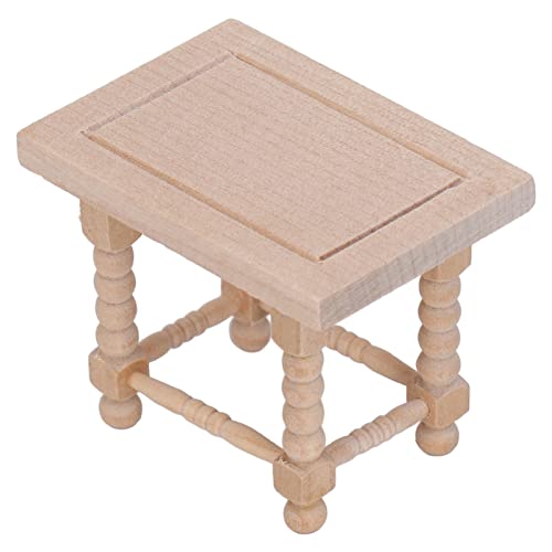 1:12 Puppenhaus-Miniatur-Zubehör, Holztisch, 5,6 X 3,8 X 4,3 cm, Puppenhaus-Couchtisch-Modell, Teatable aus Birkenholz, Miniatur-Couchtisch, Holzmöbel für Pupp von Nurnesy