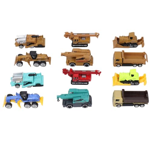 12-teiliges Bauauto-Spielzeugset, Legierungsauto-Spielzeugset, Mini-Baufahrzeuge, Spielzeug-LKW, Bulldozer, Gabelstapler, Muldenkipper, Kräne, Spielzeug Jungen ab 3 Jahren von Nurnesy