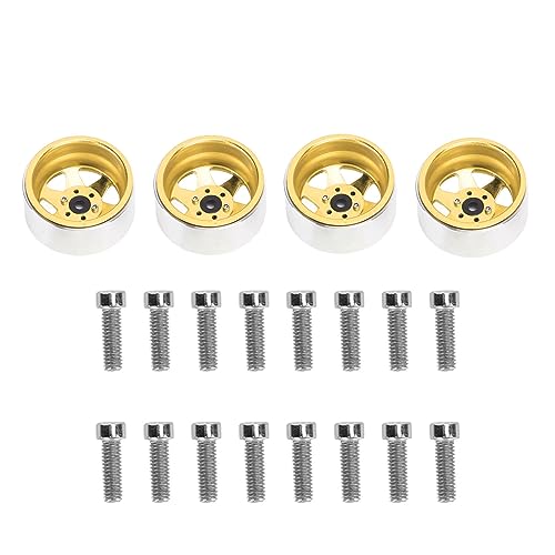 4PCS RC Auto Radnabe Felge 2,2 Zoll Durchmesser Metall Einfache Installation RC Autoteile für AXIAL SCX10 90046 für 1/10 RC Auto (Gold) von Nurnesy