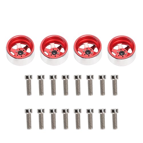 4PCS RC Auto Radnabe Felge 2,2 Zoll Durchmesser Metall Einfache Installation RC Autoteile für AXIAL SCX10 90046 für 1/10 RC Auto (Rot) von Nurnesy