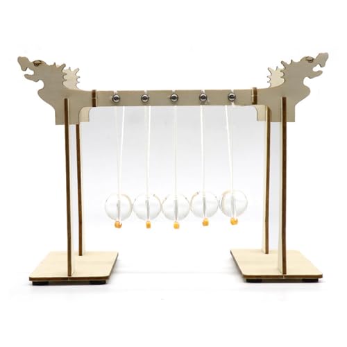 5 Große Perlen Newton's Cradle Balance-Bälle, Schreibtisch-Spielzeug, Bürodekorationen mit Holzsockel, Schreibtisch-Balance-Bälle, Lustige Wissenschaft, Physik-Spielzeug, von Nurnesy