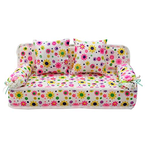 Miniatur-Blumensofa für, Hübsches Mini-Blumensofa-Spielzeug, Romantisches Blumenmuster-Design, Ideale Möbel für Spielzeughäuser, Gute Möbel für Spielzeughäuser, Mini-Stoffsofa von Nurnesy