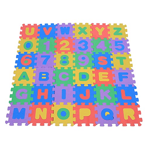 Nurnesy 36 Stück Weiche Eva-Schaum-Spielmatte mit Zahlen und Buchstaben, Kinder-Schaumstoff-Puzzle-Bodenmatte, Alphabet-Zahlen, Geeignet für Kinder und Babys von Nurnesy