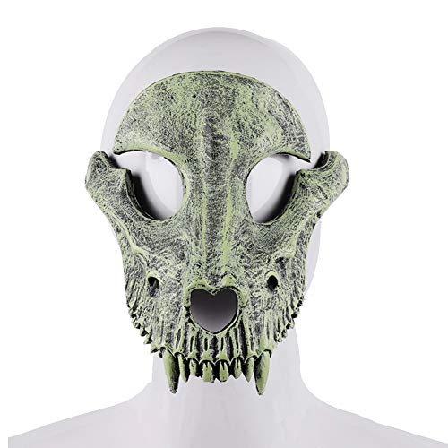 Nurnesy 3D-Schafknochen-Skelett-Maske, Horror-Maske, Vollgesichtsmaske für Cosplay, Halloween-Kostüme, Tag der Toten, Zombie-Tag, Karneval-Party (Grün) von Nurnesy