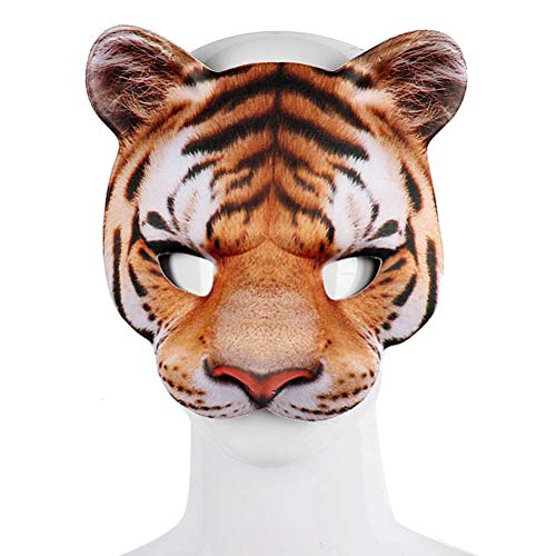 Nurnesy Halloween-Tiger-Halbgesichtsmaske, Cosplay, Maskerade, Party, Realistischer Look, Gesichtsmaske, Halloween-Tiermaske für Cosplay, Party, Festival, Club (Golden) von Nurnesy