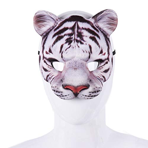 Nurnesy Halloween-Tiger-Halbgesichtsmaske, Cosplay, Maskerade, Party, Realistischer Look, Gesichtsmaske, Halloween-Tiermaske für Cosplay, Party, Festival, Club (Weiß) von Nurnesy